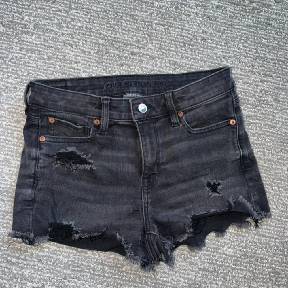 American Eagle Next Level Stretch Distressed Denim Shorts
